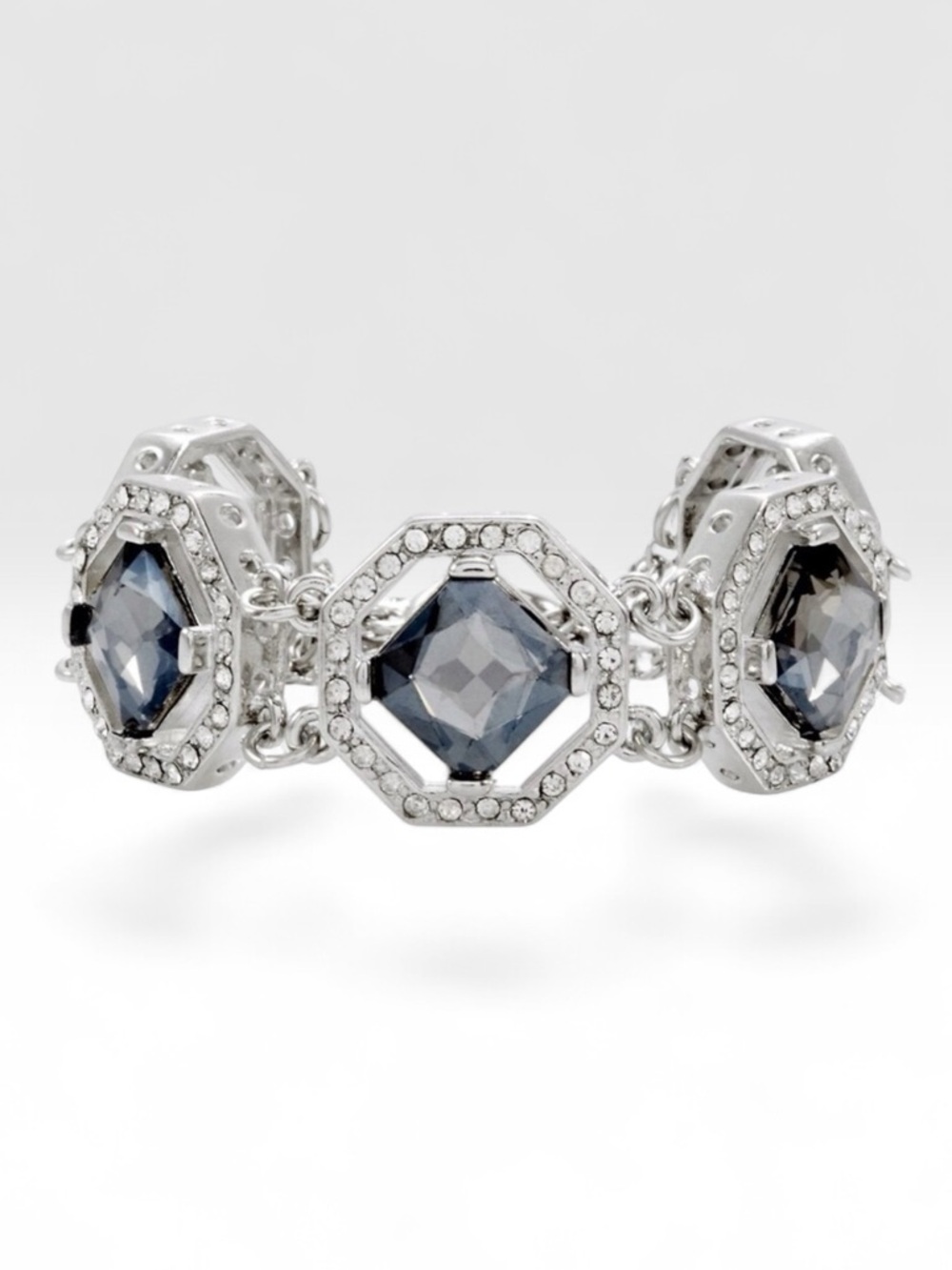 WHBM Silver Octagon Crystal Toggle Bracelet